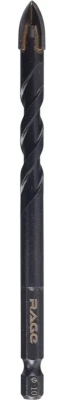 Сверло по стеклу и керамике 10 мм Quadro-X HEX копьевидное, спиральное RAGE 554084; УТ-00000378