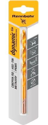 Сверло по металлу ЦХ 7,5х109мм, HSS-TIN Р6М5, 1шт/уп RENNBOHR DYNAMIC-TIN (667075); 11615003