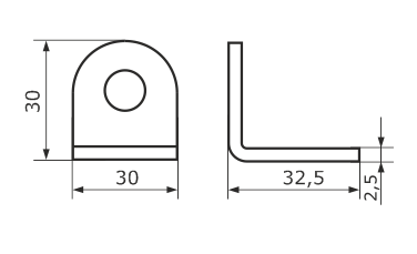 Проушина 30*60 угловая серый металлик (Балаково) DOMART;  53223