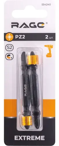 Биты магнитные двусторонние с ограничителем S2 PZ2 65мм 2 шт RAGE 554240; УТ-00000373