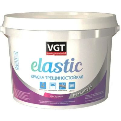 Краска трещиностойкая фасадная резиновая зеленая 3кг VGT  ; 11607698