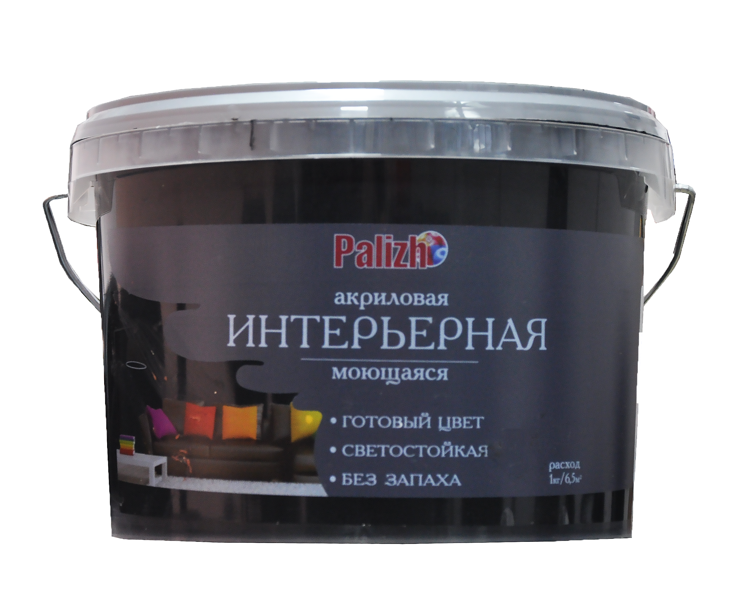 Краска акриловая интерьерная моющаяся PALIZH №316 чёрный трюфель 3,3 кг; 11605607