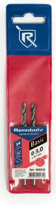 Сверло по металлу ЦХ 3,0x61мм 2шт/уп  HSS-R  Р6М5К5 RENNBOHR BASIC (460030); 11614250