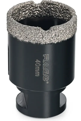 Коронка алмазная 40 мм по керамограниту для УШМ, сухое сверление RAGE 559523;  УТ-00000232