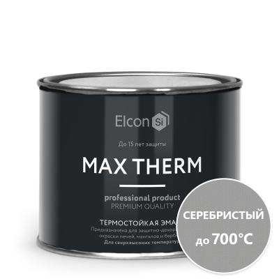Эмаль термостойкая Elcon Max Therm серебристая 700 градусов 0,4кг; 11607214