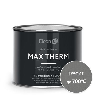 Эмаль термостойкая Elcon Max Therm графит 700 градусов 0,4кг; 11607438