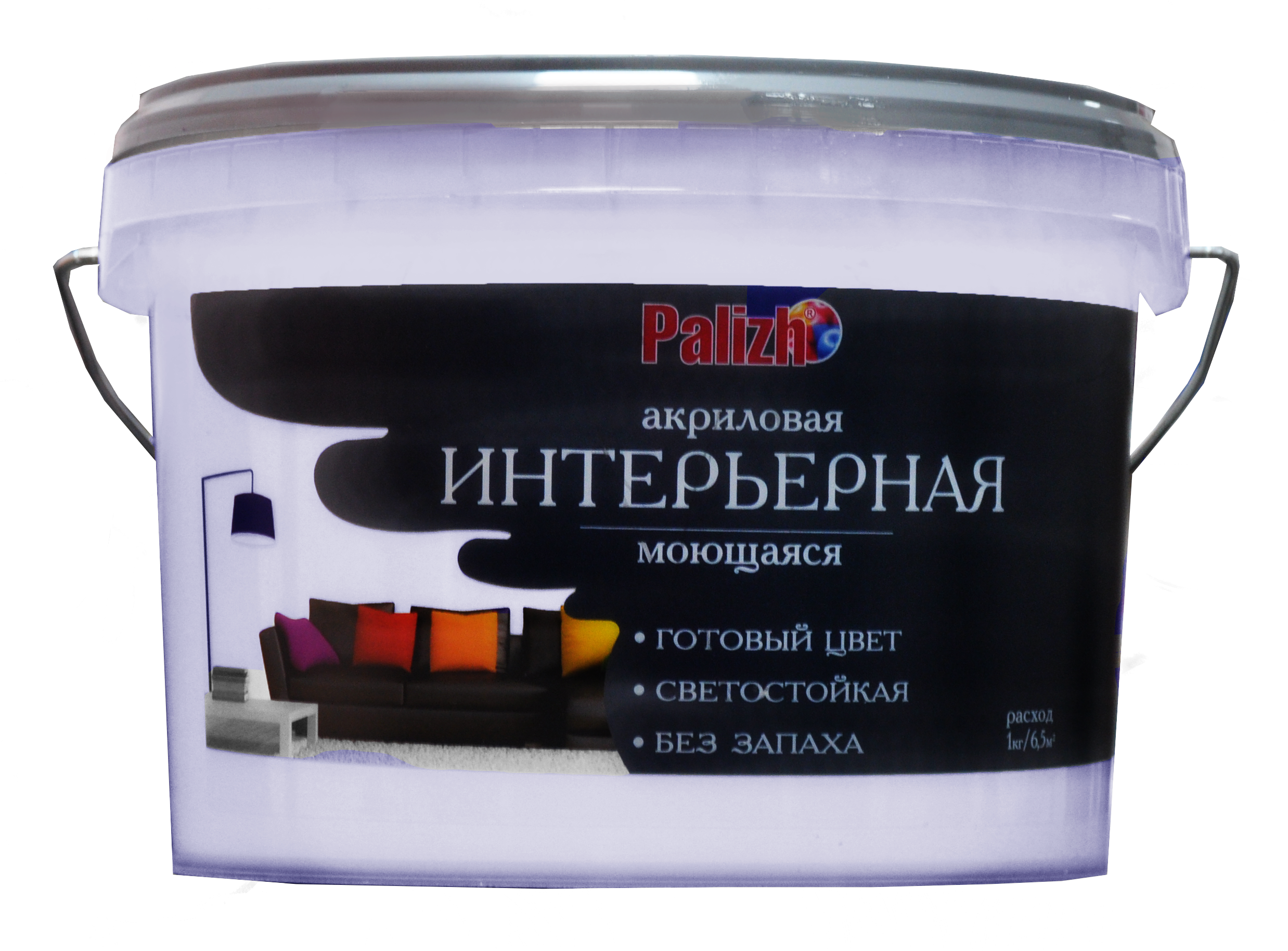 Краска PALIZH акриловая интерьерная моющаяся №314 лаванда 3,7 кг; 11605605