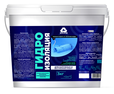 Гидроизоляция универсальная полиакриловая мастика 3 кг MAXIM; 00-00000140