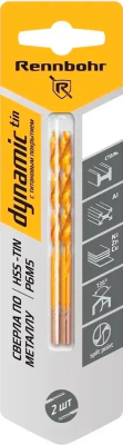 Сверло по металлу ЦХ 4,2х75мм, HSS-TIN Р6М5, 2шт/уп RENNBOHR DYNAMIC-TIN (667042); 11614473