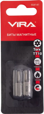 Биты магнитные 25мм CR-V TORX T10 2шт. VIRA 554141; УТ-00000218