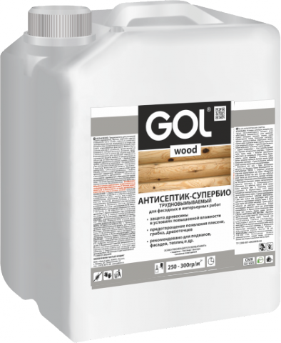Антисептик - Супер био трудновымываемый GOL wood 10 кг; 11606017