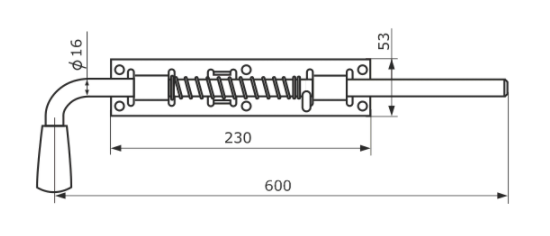 Засов с пружиной ЗСП-600 мод. 2 черный (Балаково) DOMART; 11593799