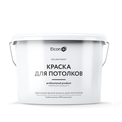 Краска для потолков идеально белая на водной основе 0,9л Elcon 00-00462777; 11608327