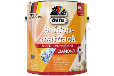 Эмаль  полуматовая белая 2,5л "Dufa" Seidenmattlack; 11593611