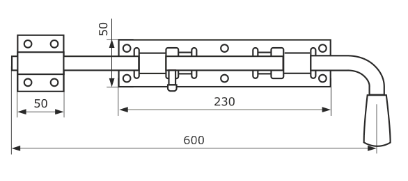Засов гаражный ЗГ-600 мод.2  черный (Балаково) DOMART; 11593792