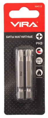 Биты магнитные для шуруповерта PH3 x 50мм, сталь S2, 2шт VIRA (554112); УТ-00000441