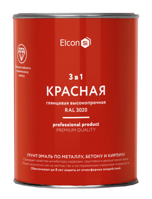 Грунт-эмаль 3 в 1 глянцевая красная RAL 3020 0,8 кг Elcon 00-00750062; 11613511