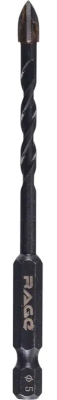 Сверло по стеклу и керамике 5 мм Quadro-X HEX копьевидное, спиральное RAGE 554081; УТ-00000375