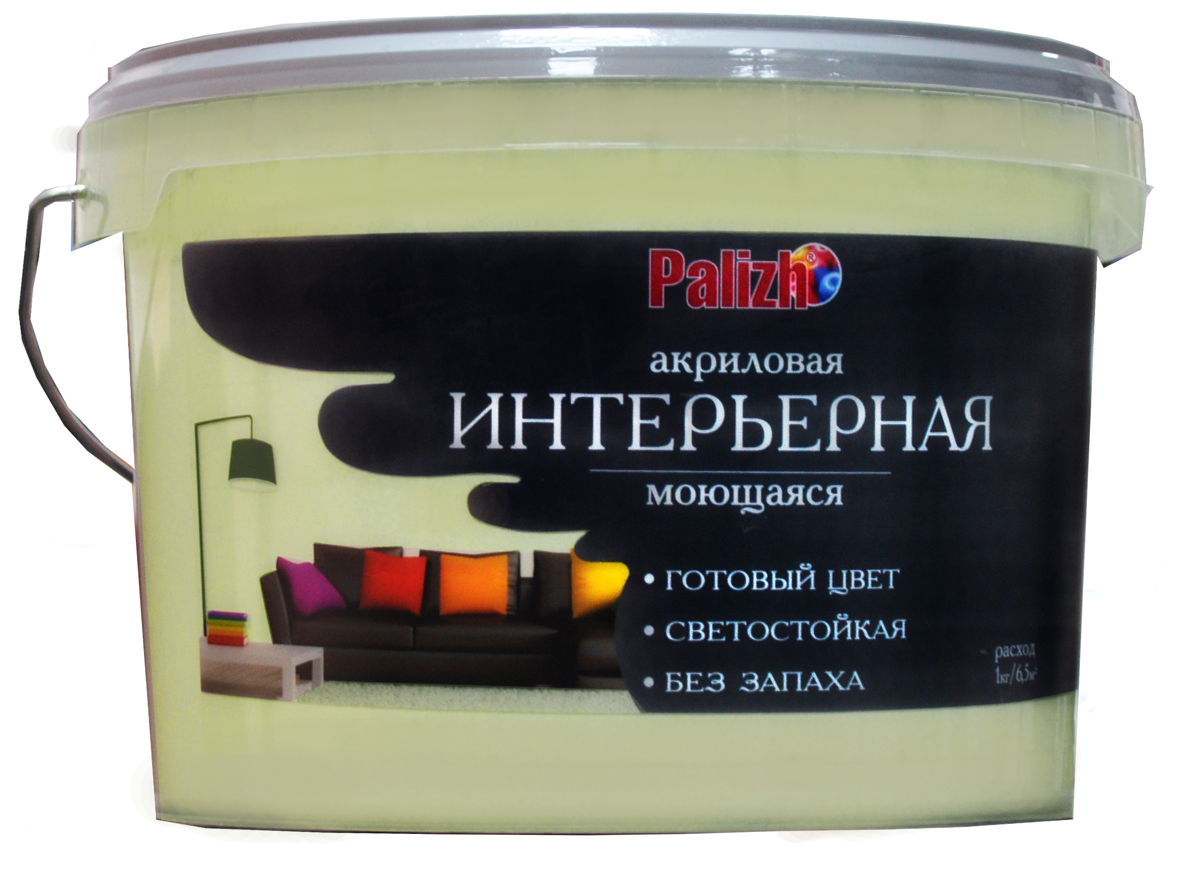 Краска PALIZH акриловая интерьерная моющаяся №304 ваниль 3,7 кг; 11605595