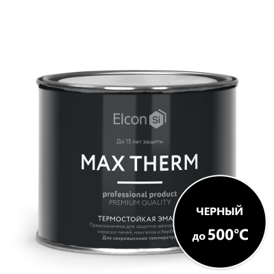 Эмаль термостойкая Elcon Max Therm черная 500 градусов 0,4кг; 11607213