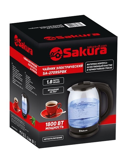 Чайник электрический с подсветкой 1,8л  SA-2709SPBK SUPER PROMO; 11606266