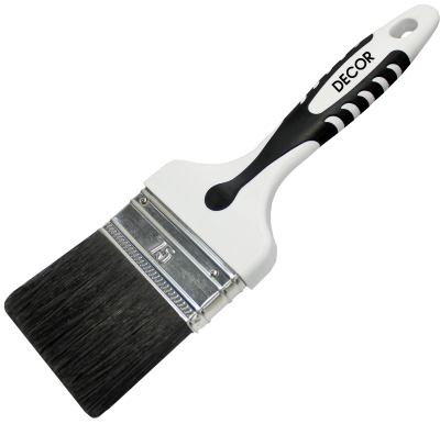 Кисть Black White для грунта 120х15мм, черная щетина, 2К ручка DECOR  840-120; 11607145