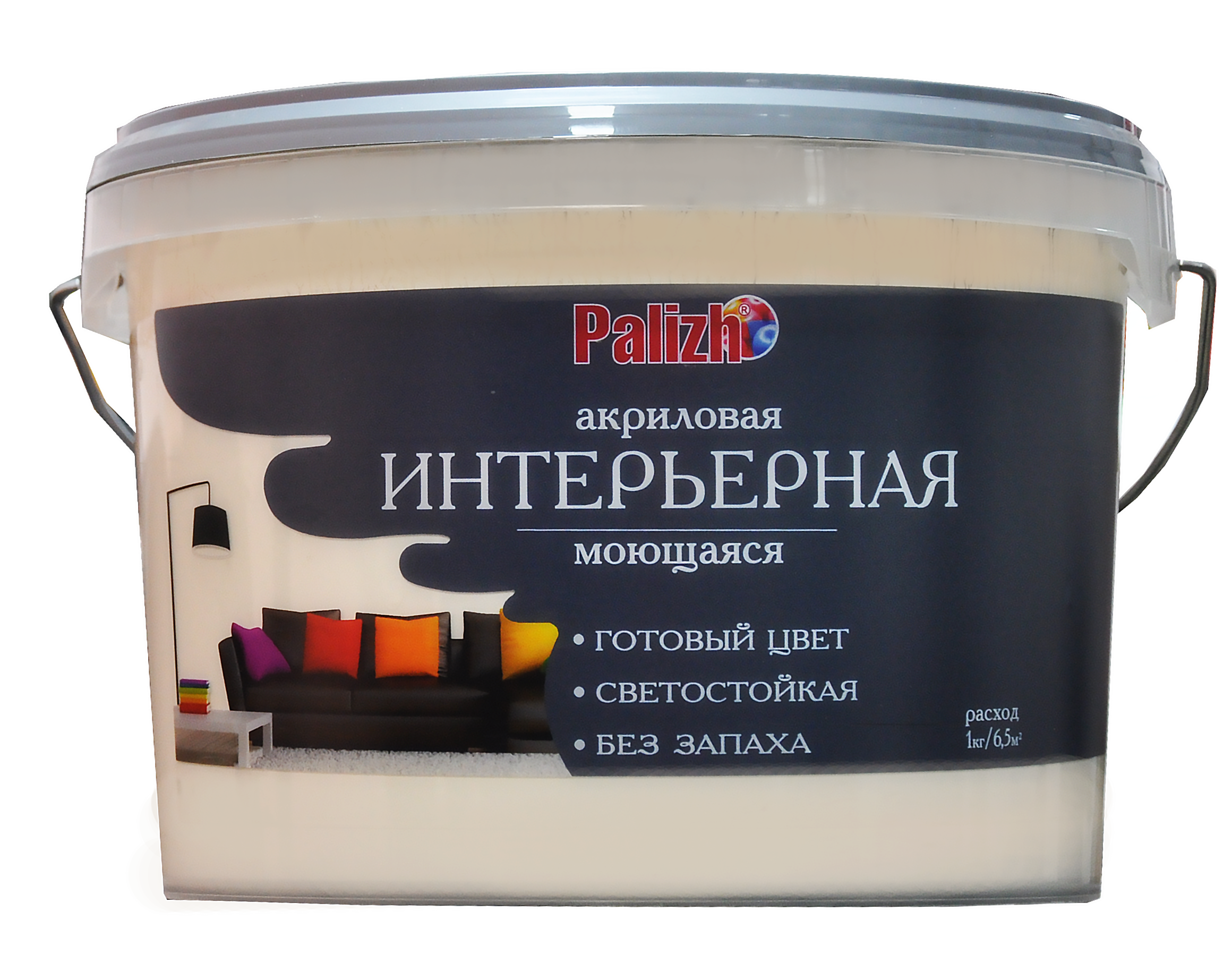 Краска PALIZH акриловая интерьерная моющаяся №301 тирамису 3,7 кг; 11605592