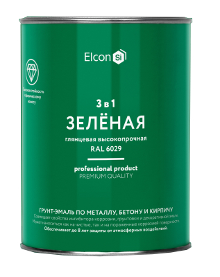 Грунт-эмаль 3 в 1 глянцевая зеленая RAL 6029 0,8 кг Elcon 00-00750064; 11613513