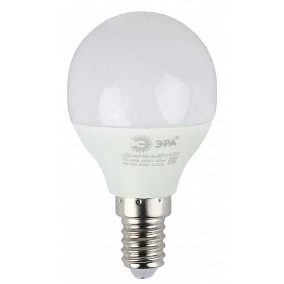Лампа светодиодная LED-шар Р45 6.0Вт, Е14, 840К  (дневной свет); 11605330