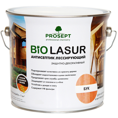 Антисептик деревозащитный декоративный PROSEPT BiO LASUR бук 0,9 л 035-09; 11612149