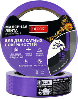 Малярная лента 38ммх25м для деликатных работ DECOR 790-3825; 11615140