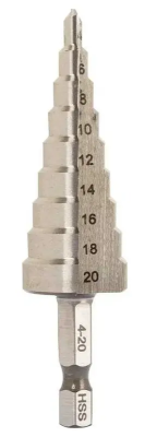 Сверло ступенчатое M2-TiN с шестигранным хвостовиком 4-20 мм RAGE by VIRA 554300; УТ-00000251