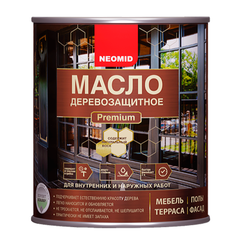Масло деревозащитное с натуральным воском NEOMID Premium синий сапфир; 11606058