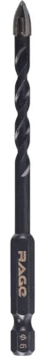Сверло по стеклу и керамике 6 мм Quadro-X HEX копьевидное, спиральное RAGE 554082; УТ-00000389