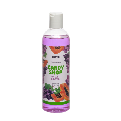Гель для душа CANDY SHOP Папайя-виноград женский аромат с крышкой  0,375л; 11608871