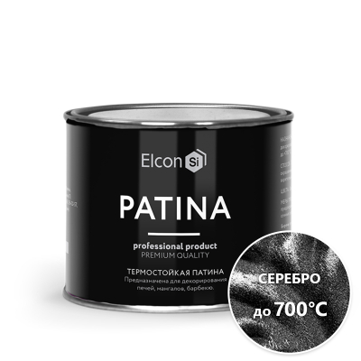 Эмаль Elcon Patina термостойкая серебро 0,2кг; 11607455
