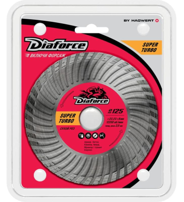 Диск алмазный 125х22,23х8х2,0 мм сухой рез DIAFORCE SUPER TURBO (502125); 11612912