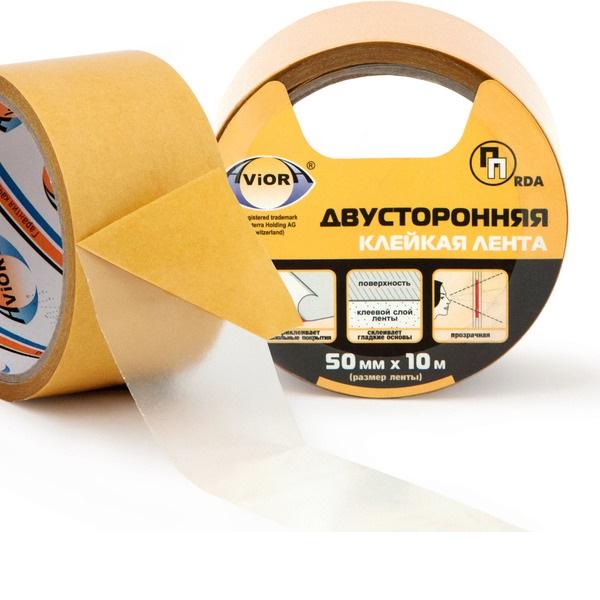 Двусторонняя клейкая лента AVIORA на ПП основе, 50 мм х 10 м; 11597379