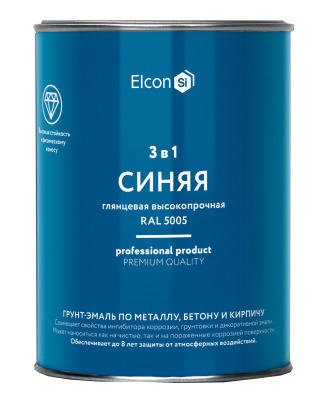 Грунт-эмаль 3 в 1 глянцевая синяя RAL 5005 0,8 кг Elcon 00-00750056; 11613505