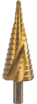 Сверло ступенчатое спиральное TiN с трёхгранным хвостовиком 4-32 мм VIRA 551433; УТ-00000256