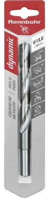 Сверло по металлу ЦХ 13,0х151мм, HSS-G Р6М5, 1шт/уп RENNBOHR DYNAMIC CARD (675130); 11614564