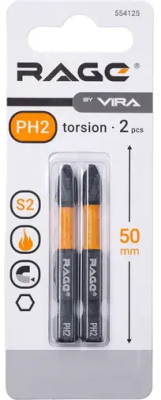 Биты торсионные S2 PH2 x 50 мм 2 шт RAGE 554125; УТ-00000231