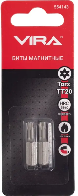 Биты магнитные 25мм CR-V TORX T20 2шт. VIRA 554143; УТ-00000224