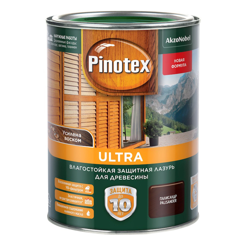 Лазурь Pinotex Ultra 1 литр белый 11588312