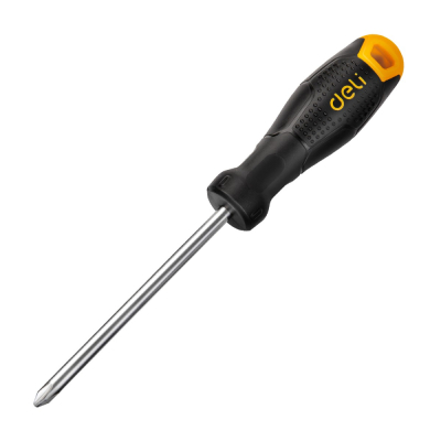 Крестовая отвертка Deli DL625075 PH1x75мм Black двухкомпонентная ручка; 11608403