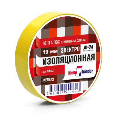 Изолента 19мм х 20м желтая ПВХ Klebebander TIK901T; 11608022