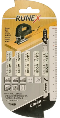 Набор пилок по дереву 100 х 75 мм чистый распил 5шт. Runex PROFI WOOD CLEAN-3,  555102/Т101D; 11612417