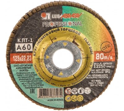 Круг лепестковый торцевой 125x22 Р 60 (№25) 23834