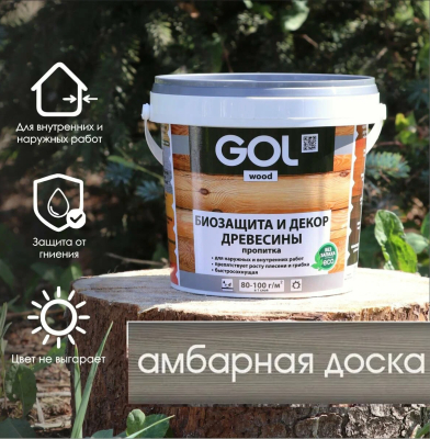 Пропитка защитно-декоративная wood AQUA  (0,9 кг) амбарная доска GOL Wd.232.12-0,9; 11614917