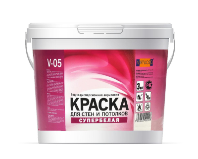 Краска для стен и потолков VIRTUOSO V-05 А супербелая морозостойкая